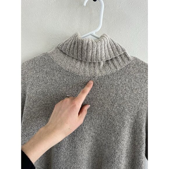 BROCHU WALKER Carrie Women’s back slit Beige Gray turtleneck sweater Alpaca S - Picture 2 of 5